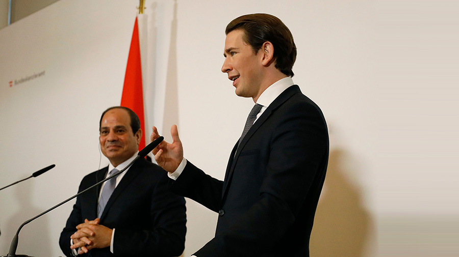 Al-Sisi und Sebastian Kurz beim Pressegespräch © BKA/Dragan Tatic